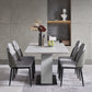 Rectangle Stone Top Dining Table Metal Pedestal Dining Table for Dining Room Clearhalo 'Dining Tables & Seating' 'Dining Tables' 'dining_table' 'furn' 'furn_dining_table' 'Furniture' 'Kitchen & Dining Furniture' 7508843