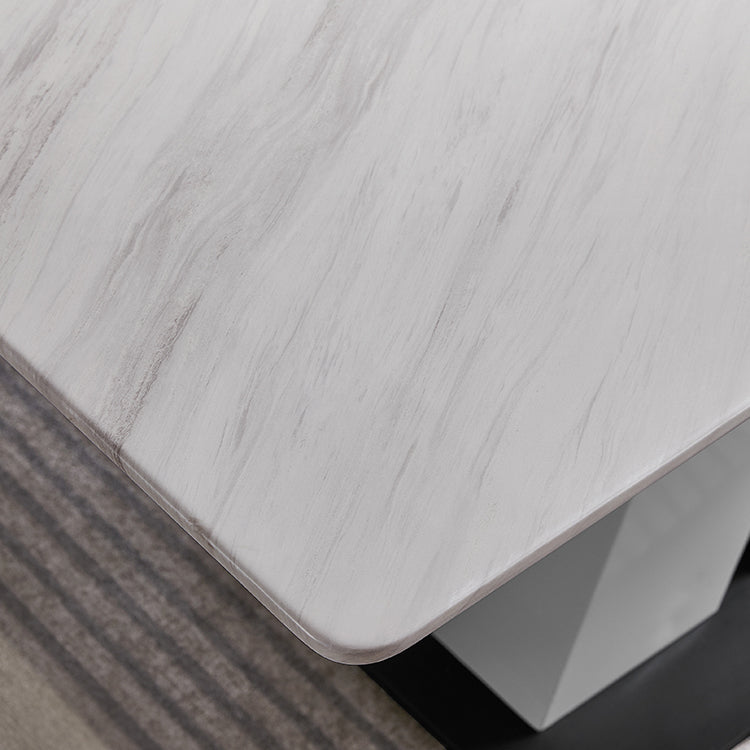 Rectangle Stone Top Dining Table Metal Pedestal Dining Table for Dining Room Clearhalo 'Dining Tables & Seating' 'Dining Tables' 'dining_table' 'furn' 'furn_dining_table' 'Furniture' 'Kitchen & Dining Furniture' 7508846