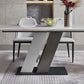 Rectangle Stone Top Dining Table Metal Pedestal Dining Table for Dining Room Clearhalo 'Dining Tables & Seating' 'Dining Tables' 'dining_table' 'furn' 'furn_dining_table' 'Furniture' 'Kitchen & Dining Furniture' 7508849