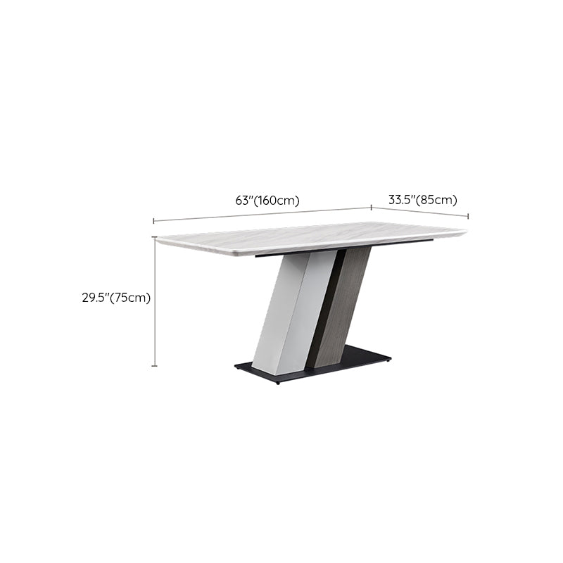 Rectangle Stone Top Dining Table Metal Pedestal Dining Table for Dining Room Clearhalo 'Dining Tables & Seating' 'Dining Tables' 'dining_table' 'furn' 'furn_dining_table' 'Furniture' 'Kitchen & Dining Furniture' 7508851