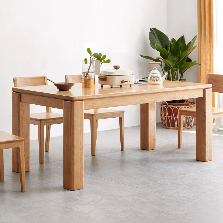 Rectangle 4 Legs Dining Table Solid Wood Dining Table in Natural and Walnut Clearhalo 'Dining Tables & Seating' 'Dining Tables' 'dining_table' 'furn' 'furn_dining_table' 'Furniture' 'Kitchen & Dining Furniture' 7508852