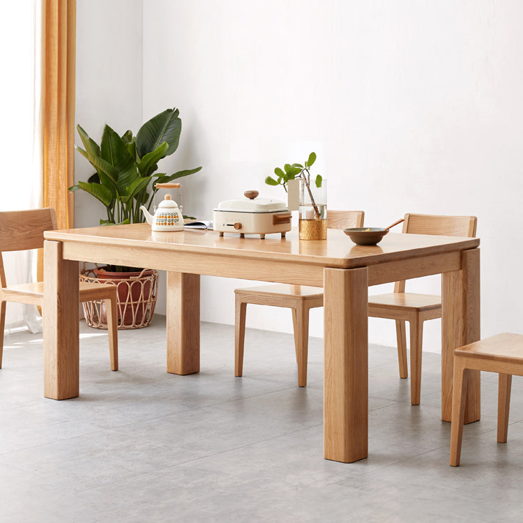 Rectangle 4 Legs Dining Table Solid Wood Dining Table in Natural and Walnut Clearhalo 'Dining Tables & Seating' 'Dining Tables' 'dining_table' 'furn' 'furn_dining_table' 'Furniture' 'Kitchen & Dining Furniture' 7508854
