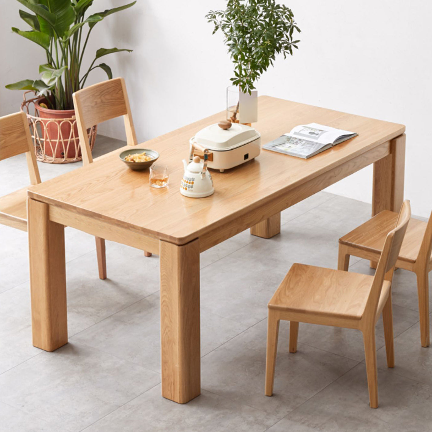 Rectangle 4 Legs Dining Table Solid Wood Dining Table in Natural and Walnut Clearhalo 'Dining Tables & Seating' 'Dining Tables' 'dining_table' 'furn' 'furn_dining_table' 'Furniture' 'Kitchen & Dining Furniture' 7508855
