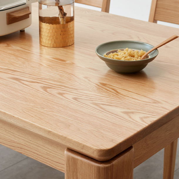 Rectangle 4 Legs Dining Table Solid Wood Dining Table in Natural and Walnut Clearhalo 'Dining Tables & Seating' 'Dining Tables' 'dining_table' 'furn' 'furn_dining_table' 'Furniture' 'Kitchen & Dining Furniture' 7508859