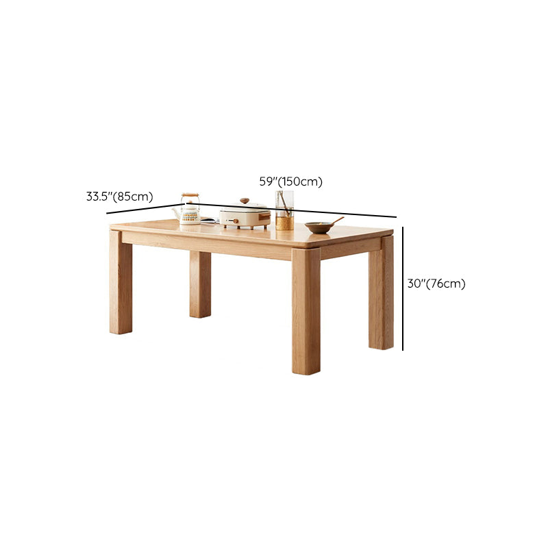 Rectangle 4 Legs Dining Table Solid Wood Dining Table in Natural and Walnut Clearhalo 'Dining Tables & Seating' 'Dining Tables' 'dining_table' 'furn' 'furn_dining_table' 'Furniture' 'Kitchen & Dining Furniture' 7508863
