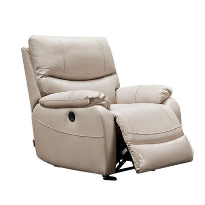 Genuine Leather Standard Recliner Power-Push Botton Recliners White Clearhalo 'Chairs & Seating' 'furn' 'furn_recliners' 'Furniture' 'Living Room Furniture' 'Recliners' 7509109