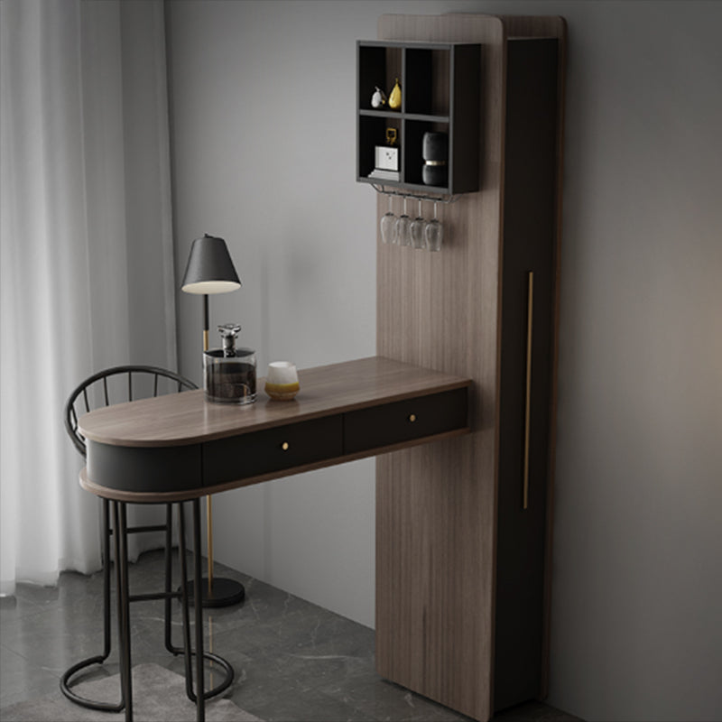 Brown Bar Pub Table Set 2/3 Pcs Wood and Metal Bar Table and Stools Clearhalo 'Bar Furniture' 'furn' 'furn_home_bar_bar_sets' 'Furniture' 'Home Bars & Bar Sets' 'home_bar_bar_sets' 'Kitchen & Dining Furniture' 7509288