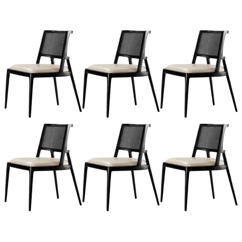 Contemporary Style Chair Wood Open Back Dining Room Chair for Dining Room Black 6 Piece Set Clearhalo 'Dining Chairs' 'Dining Tables & Seating' 'dining_chair' 'furn' 'furn_dining_chair' 'Furniture' 'Kitchen & Dining Furniture' 7509654