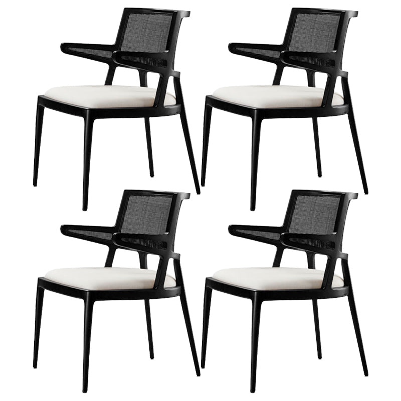 Contemporary Style Chair Wood Open Back Dining Room Chair for Dining Room Matte Black 4 Piece Set Clearhalo 'Dining Chairs' 'Dining Tables & Seating' 'dining_chair' 'furn' 'furn_dining_chair' 'Furniture' 'Kitchen & Dining Furniture' 7509662