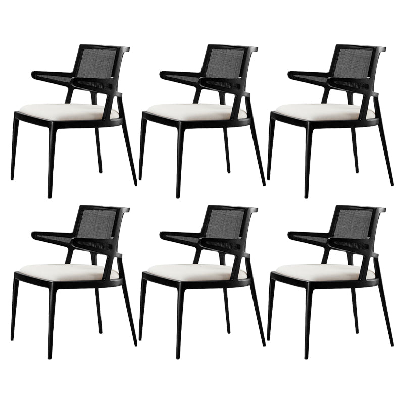 Contemporary Style Chair Wood Open Back Dining Room Chair for Dining Room Matte Black 6 Piece Set Clearhalo 'Dining Chairs' 'Dining Tables & Seating' 'dining_chair' 'furn' 'furn_dining_chair' 'Furniture' 'Kitchen & Dining Furniture' 7509663