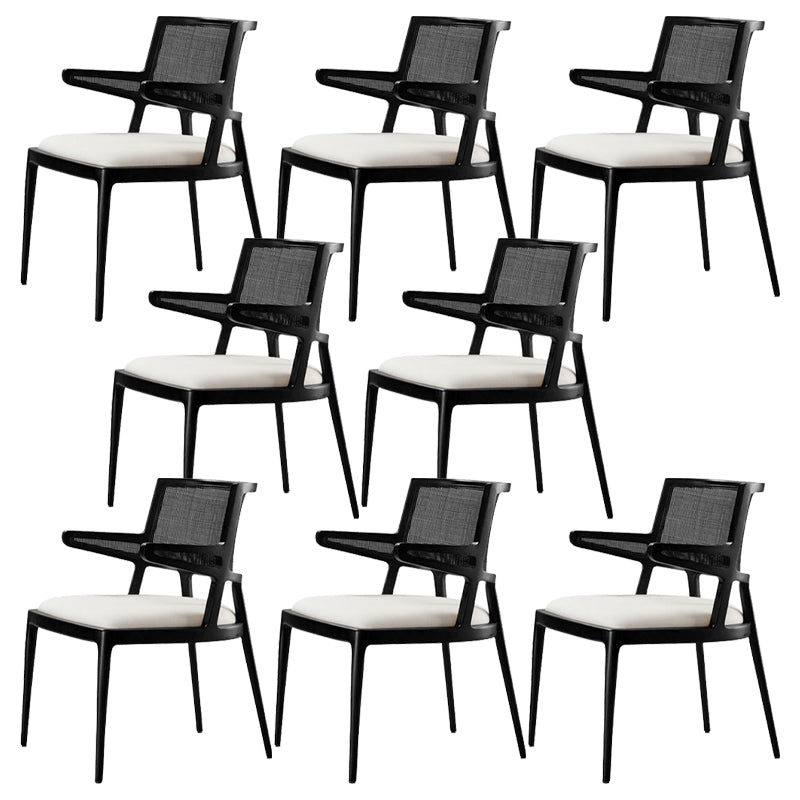 Contemporary Style Chair Wood Open Back Dining Room Chair for Dining Room Matte Black 8 Piece Set Clearhalo 'Dining Chairs' 'Dining Tables & Seating' 'dining_chair' 'furn' 'furn_dining_chair' 'Furniture' 'Kitchen & Dining Furniture' 7509665