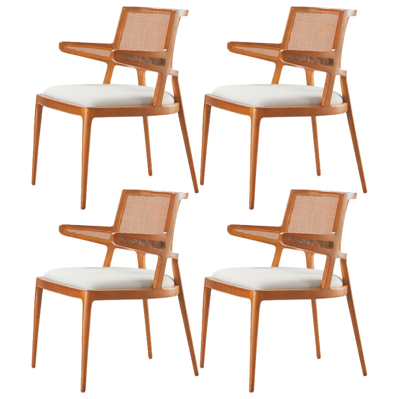 Contemporary Style Chair Wood Open Back Dining Room Chair for Dining Room Cherry 4 Piece Set Clearhalo 'Dining Chairs' 'Dining Tables & Seating' 'dining_chair' 'furn' 'furn_dining_chair' 'Furniture' 'Kitchen & Dining Furniture' 7509688