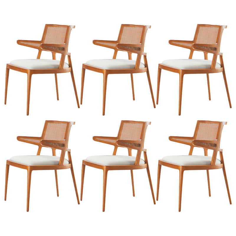 Contemporary Style Chair Wood Open Back Dining Room Chair for Dining Room Cherry 6 Piece Set Clearhalo 'Dining Chairs' 'Dining Tables & Seating' 'dining_chair' 'furn' 'furn_dining_chair' 'Furniture' 'Kitchen & Dining Furniture' 7509689