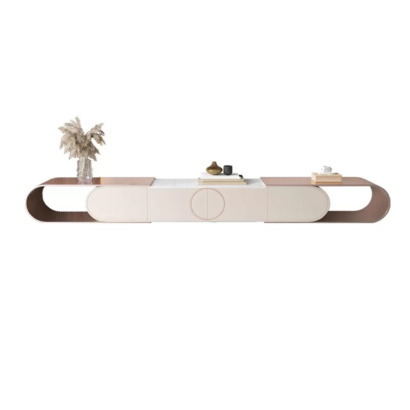 Glam TV Console Stone Open Storage Media Console with Drawer for Living Room Rose Gold Clearhalo 'furn' 'furn_tv_stands_entertainment_centers' 'Furniture' 'Living Room Furniture' 'TV Stands & Entertainment Centers' 'TV Stands & Media Storage Furniture' 'tv_stands_entertainment_centers' 7516875