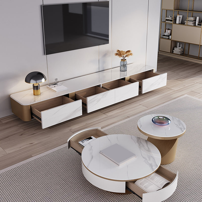 Glam TV Console Enclosed Storage Stone Media Console with 4 Drawers for Living Room Clearhalo 'furn' 'furn_tv_stands_entertainment_centers' 'Furniture' 'Living Room Furniture' 'TV Stands & Entertainment Centers' 'TV Stands & Media Storage Furniture' 'tv_stands_entertainment_centers' 7516922