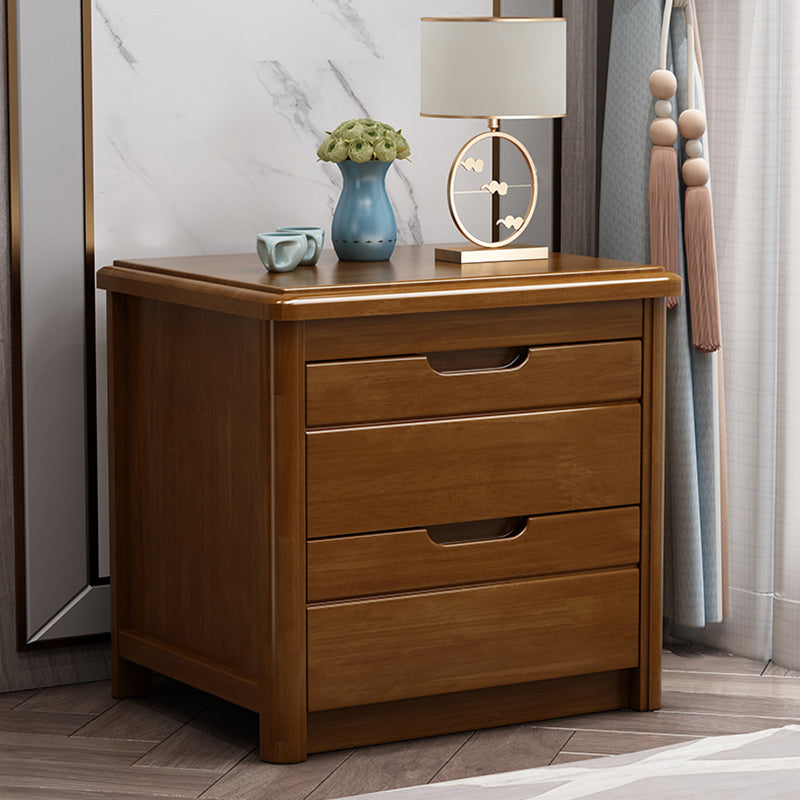 Solid Wood Accent Table Nightstand Modern Nightstand with Drawers 16"L x 16"W x 19"H Nut-Brown 1 Piece Clearhalo 'Bedroom Furniture' 'furn' 'furn_night_stand' 'Furniture' 'night_stand' 'Nightstands' 7517086
