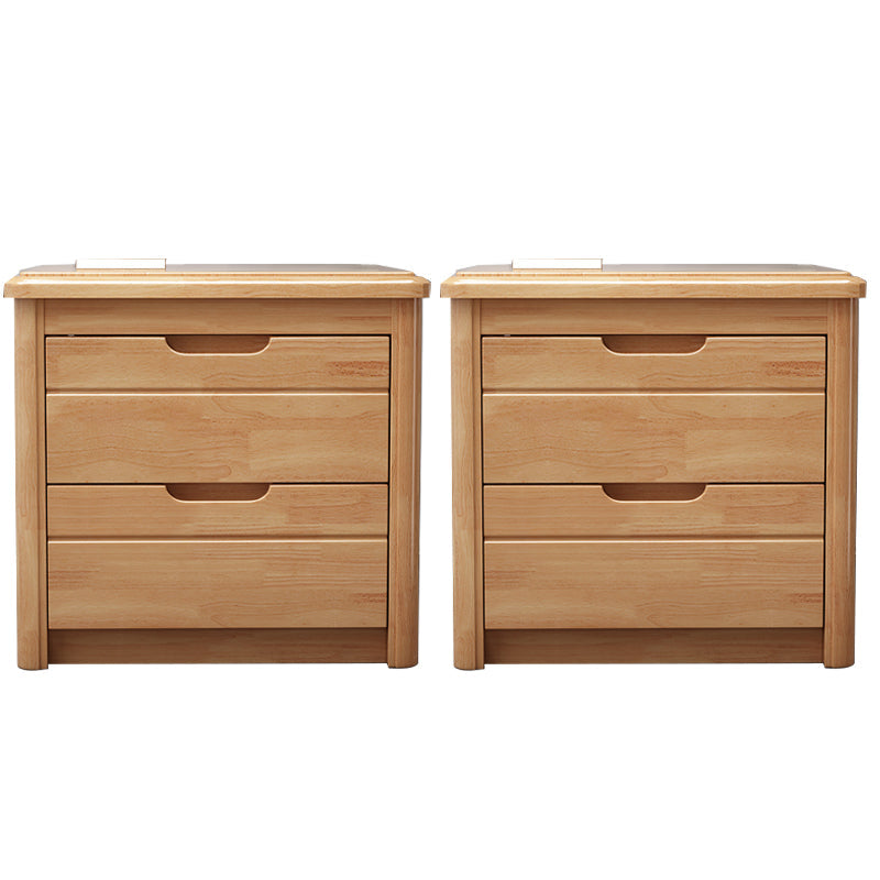Solid Wood Accent Table Nightstand Modern Nightstand with Drawers Natural 2 Piece Set Clearhalo 'Bedroom Furniture' 'furn' 'furn_night_stand' 'Furniture' 'night_stand' 'Nightstands' 7517090