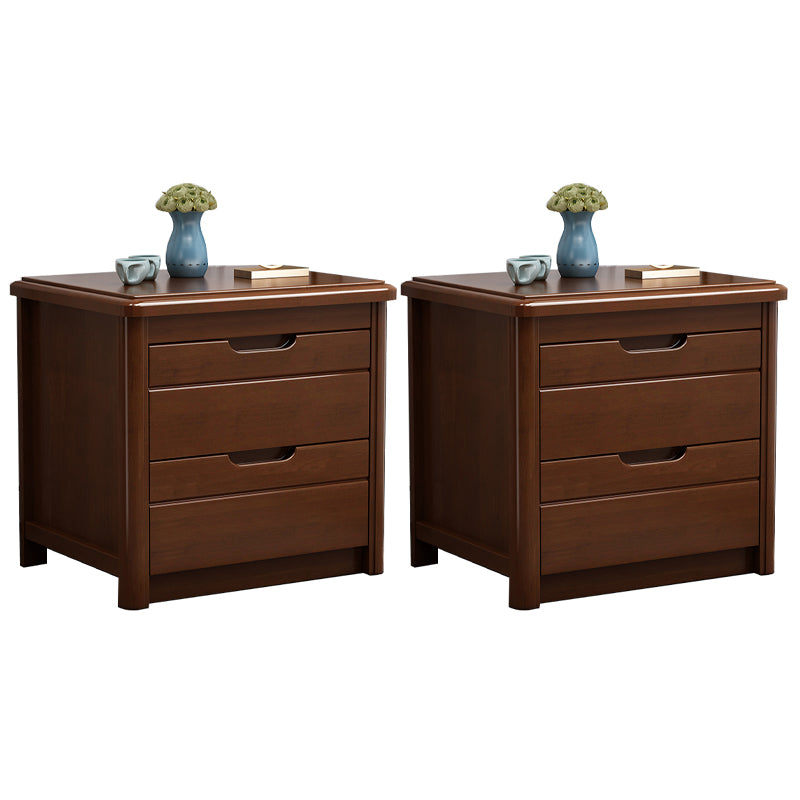 Solid Wood Accent Table Nightstand Modern Nightstand with Drawers Dark Walnut 2 Piece Set Clearhalo 'Bedroom Furniture' 'furn' 'furn_night_stand' 'Furniture' 'night_stand' 'Nightstands' 7517102