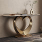 Half Moon Shape Contemporary Console Table Gold Stone Console Sofa Table Clearhalo 'Console Tables' 'console_tables' 'Entry & Mudroom Furniture' 'furn' 'furn_console_tables' 'Furniture' 7517240
