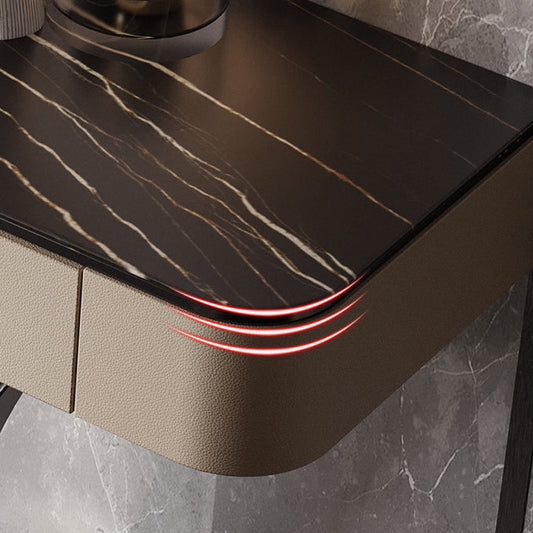 Half Moon Shape Contemporary Console Table Stone White/Black Console Sofa Table