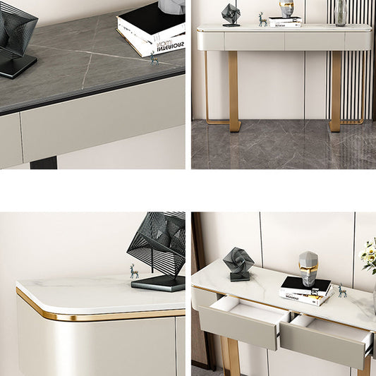 Glam Half Moon Console Table Drawers Included Accent Table for Hall