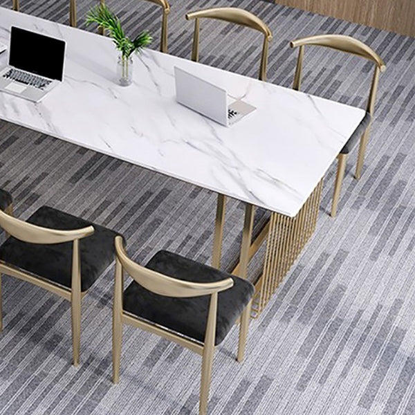 Descripción de escritura de piedra de mesa moderna de oficina moderna de forma rectangular en blanco