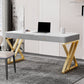 Glam Style Stone Writing Desk Rectangle Metal Office Desk voor kantoor