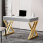 Glam Style Stone Writing Desk Rectangle Metal Office Desk voor kantoor