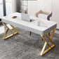 Glam Style Stone Writing Desk Rectangle Metal Office Desk voor kantoor