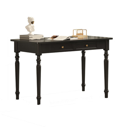 Bureau d'écriture en bois massif Glam Style Rectangular avec 2 tiroirs