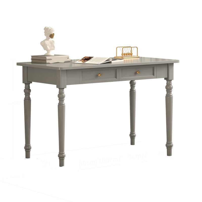 Bureau d'écriture en bois massif Glam Style Rectangular avec 2 tiroirs