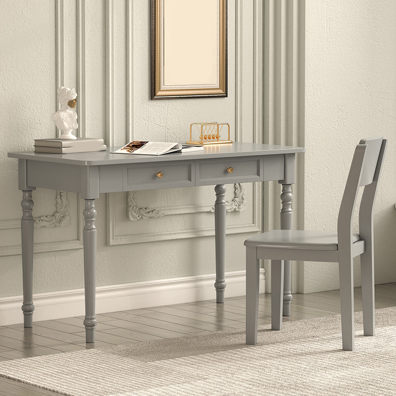 Bureau d'écriture en bois massif Glam Style Rectangular avec 2 tiroirs