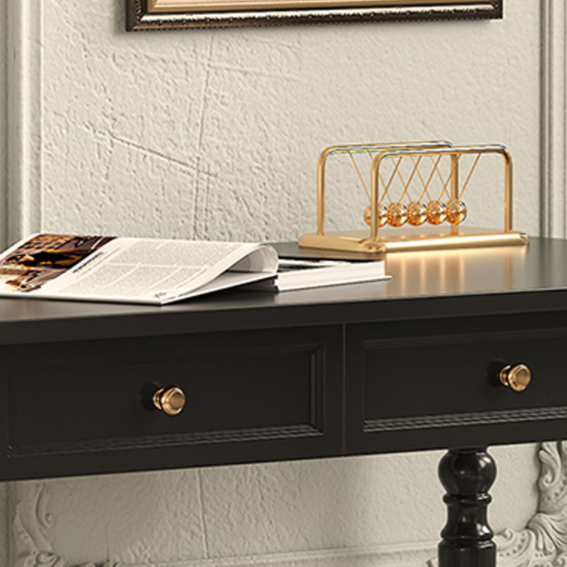 Bureau d'écriture en bois massif Glam Style Rectangular avec 2 tiroirs