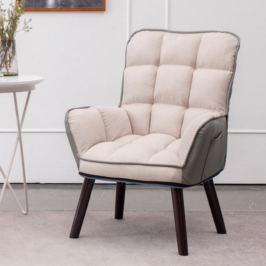 Armless Office Chair 4 Legs Wood Desk Chair for Bedroom Home Khaki 1 Piece