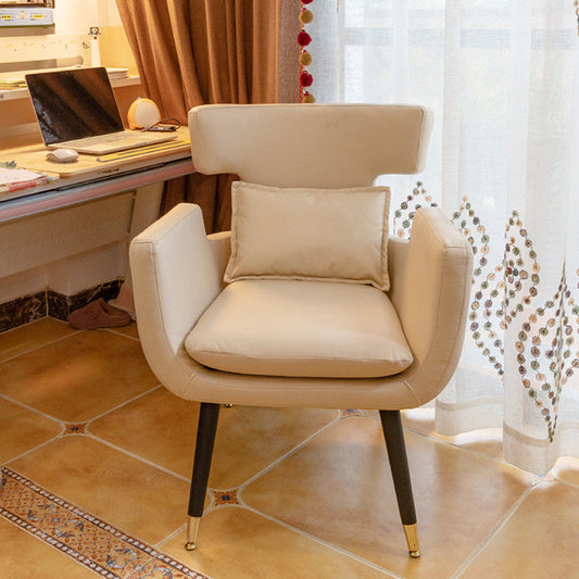 Armless Office Chair Wooden Desk Chair with 4 Legs for Bedroom Home Off-White 1 Piece Gold