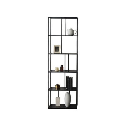 Modern Style Open Back Bookshelf Standard Metal Bookcase with Shelves 23.6"L x 11.8"W x 76.8"H Black Clearhalo 'Bookcases' 'furn' 'furn_bookcases' 'Furniture' 'Office Furniture' 7518172