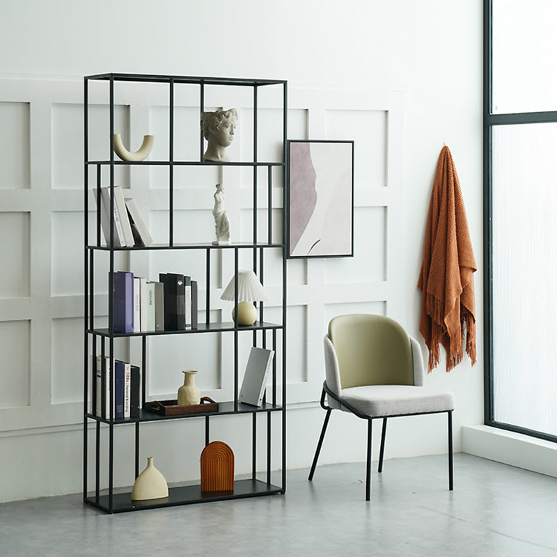 Modern Style Open Back Bookshelf Standard Metal Bookcase with Shelves Clearhalo 'Bookcases' 'furn' 'furn_bookcases' 'Furniture' 'Office Furniture' 7518174