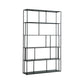 Modern Style Open Back Bookshelf Standard Metal Bookcase with Shelves 47.2"L x 11.8"W x 76.8"H Matte Black Clearhalo 'Bookcases' 'furn' 'furn_bookcases' 'Furniture' 'Office Furniture' 7518180