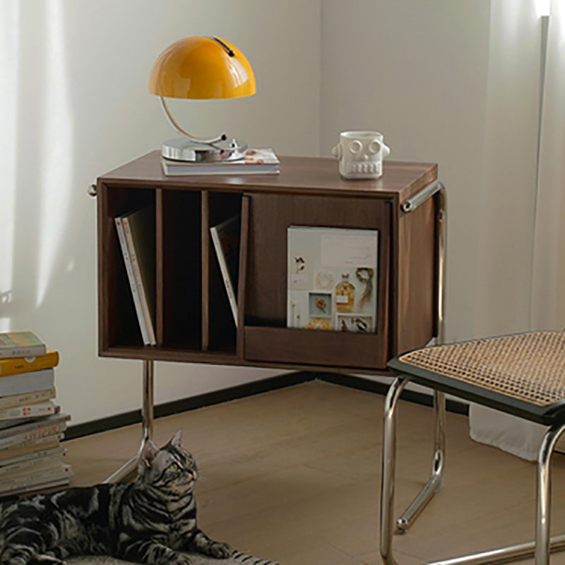Modern Style Solid Wood Bookshelf Closed Back Bookcase with Doors Walnut Clearhalo 'Bookcases' 'furn' 'furn_bookcases' 'Furniture' 'Office Furniture' 7518197
