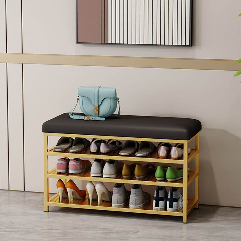 Modern Entryway Bench Cushioned Metal 12.5 Inch Width Seating Bench with Storage Clearhalo 'Benches' 'Chairs & Seating' 'furn' 'furn_benches' 'Furniture' 'Living Room Furniture' 7518232