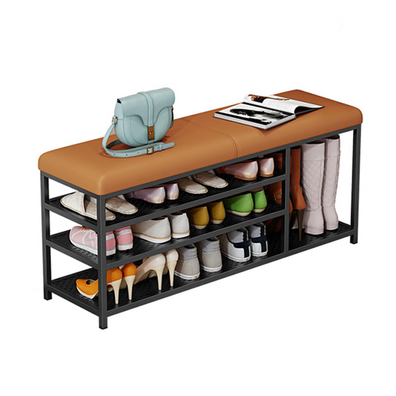 Modern Entryway Bench Cushioned Metal 12.5 Inch Width Seating Bench with Storage Orange Black Clearhalo 'Benches' 'Chairs & Seating' 'furn' 'furn_benches' 'Furniture' 'Living Room Furniture' 7518236