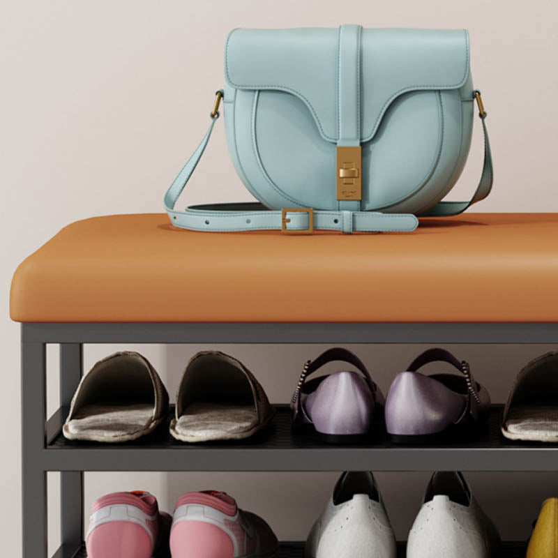 Modern Entryway Bench Cushioned Metal 12.5 Inch Width Seating Bench with Storage Clearhalo 'Benches' 'Chairs & Seating' 'furn' 'furn_benches' 'Furniture' 'Living Room Furniture' 7518237