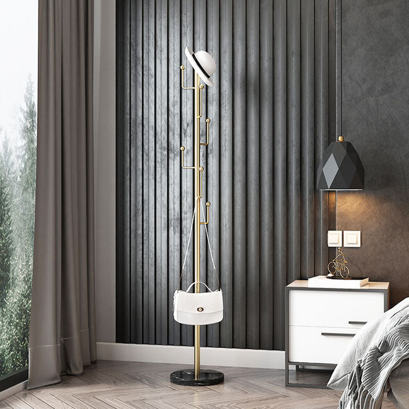 Freistehende Eingangshalle Hall Tree Marmor Basis Kleiderbügel mit 6 Haken