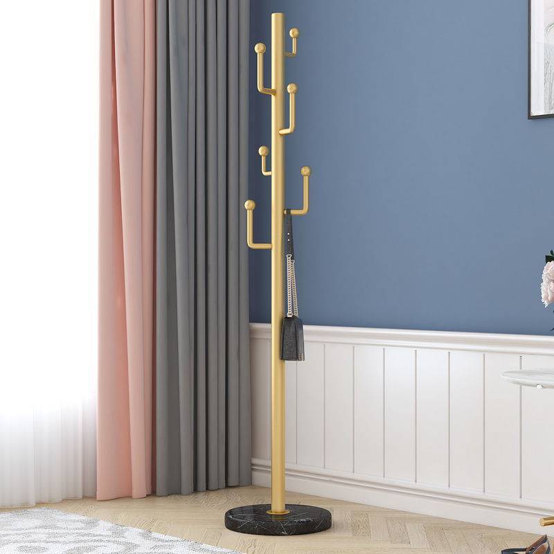 Marble Base Hall Tree Light Luxury Hanger Coat Metal Coat Rack with 6 Hooks Clearhalo 'Entry & Mudroom Furniture' 'furn' 'furn_hall_tree_coat_racks' 'Furniture' 'Hall Trees & Coat Racks' 'hall_tree_coat_racks' 7518287