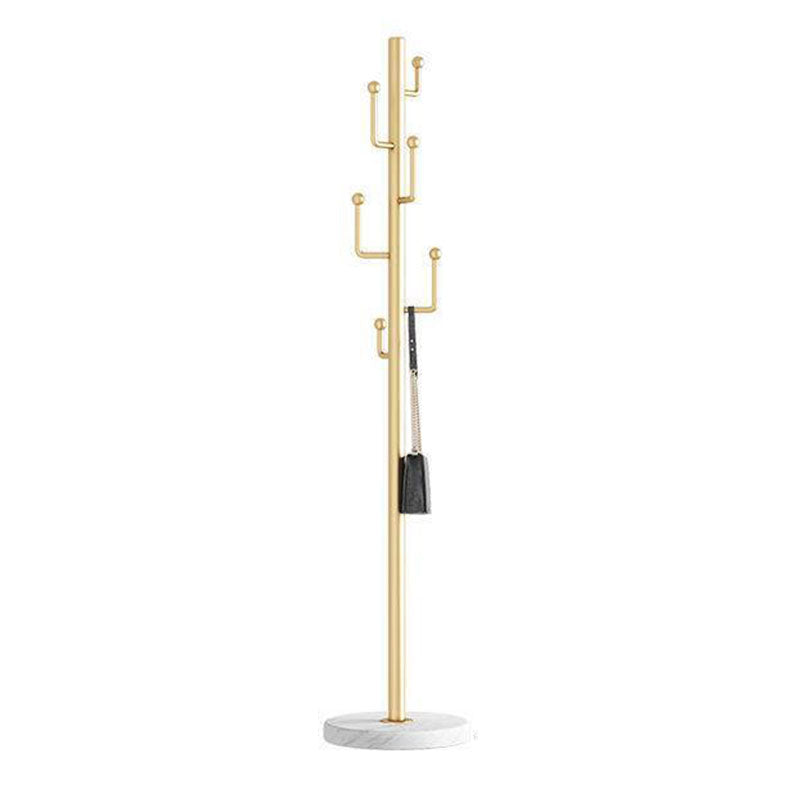 Marble Base Hall Tree Light Luxury Hanger Coat Metal Coat Rack with 6 Hooks White-Gold Irregular Clearhalo 'Entry & Mudroom Furniture' 'furn' 'furn_hall_tree_coat_racks' 'Furniture' 'Hall Trees & Coat Racks' 'hall_tree_coat_racks' 7518288