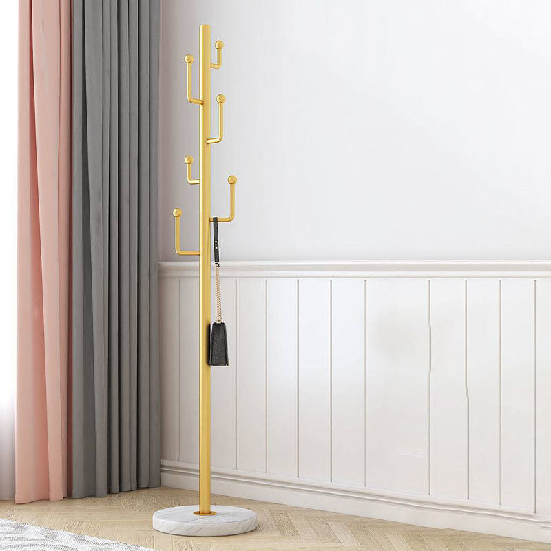 Marble Base Hall Tree Light Luxury Hanger Coat Metal Coat Rack with 6 Hooks Clearhalo 'Entry & Mudroom Furniture' 'furn' 'furn_hall_tree_coat_racks' 'Furniture' 'Hall Trees & Coat Racks' 'hall_tree_coat_racks' 7518290