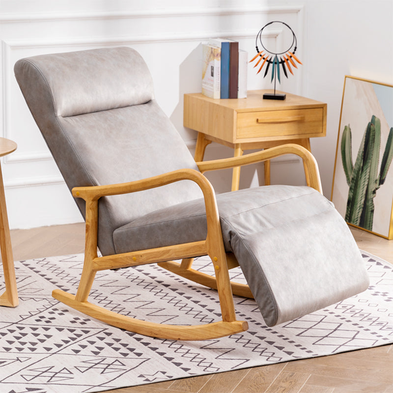 Wood Base Rocking Chair Leisure Upholstered Lazy Sofa Chair for Living Room Clearhalo 'Chairs & Seating' 'furn' 'furn_rocking_chairs' 'Furniture' 'Living Room Furniture' 'Rocking Chairs' 'rocking_chairs' 7518351