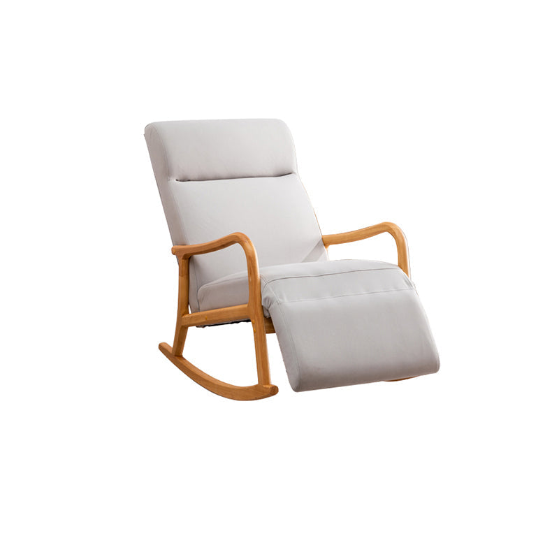 Wood Base Rocking Chair Leisure Upholstered Lazy Sofa Chair for Living Room Gray Natural Clearhalo 'Chairs & Seating' 'furn' 'furn_rocking_chairs' 'Furniture' 'Living Room Furniture' 'Rocking Chairs' 'rocking_chairs' 7518352