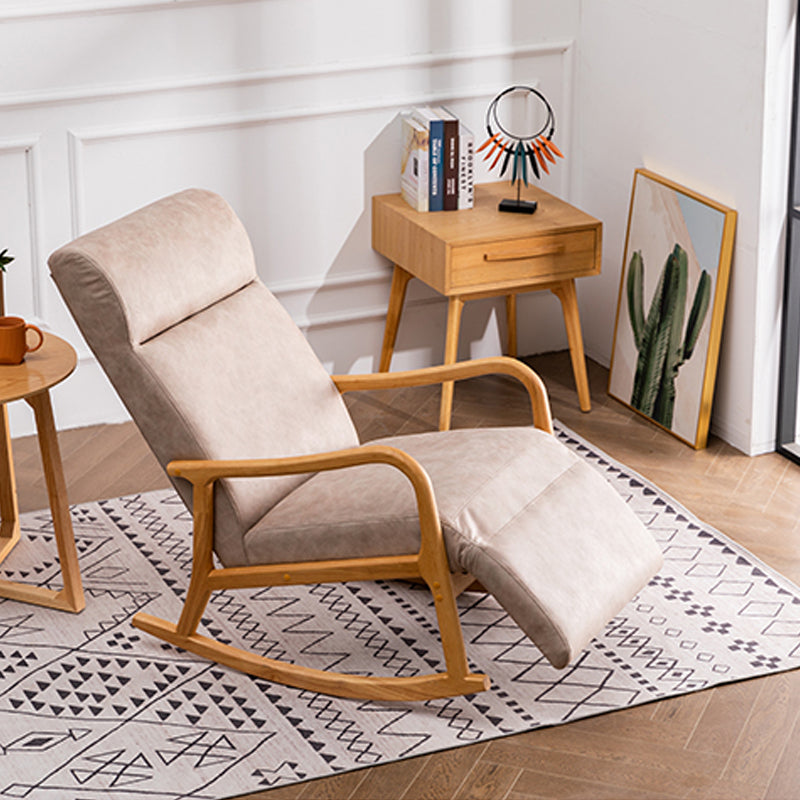 Wood Base Rocking Chair Leisure Upholstered Lazy Sofa Chair for Living Room Clearhalo 'Chairs & Seating' 'furn' 'furn_rocking_chairs' 'Furniture' 'Living Room Furniture' 'Rocking Chairs' 'rocking_chairs' 7518356
