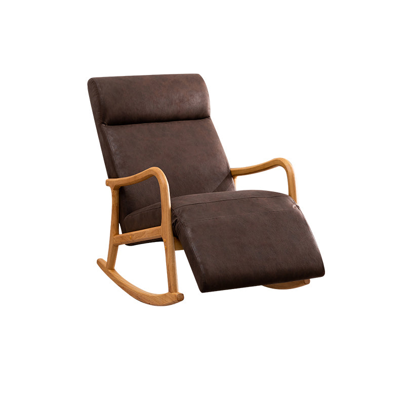 Wood Base Rocking Chair Leisure Upholstered Lazy Sofa Chair for Living Room Brown Natural Clearhalo 'Chairs & Seating' 'furn' 'furn_rocking_chairs' 'Furniture' 'Living Room Furniture' 'Rocking Chairs' 'rocking_chairs' 7518358_a029eafd-0213-4ea0-b65f-d14cbcd2c2c8